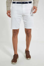 Load image into Gallery viewer, White Chino Short With Belt شورت تشينو بحزام باللون الأبيض