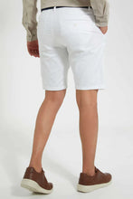 Load image into Gallery viewer, White Chino Short With Belt شورت تشينو بحزام باللون الأبيض