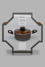 Load image into Gallery viewer, قدر أسود ألومنيوم غير لاصقة مع غطاء زجاجي (22سم)