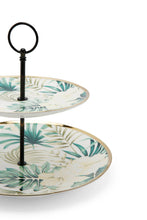 Load image into Gallery viewer, حامل كيك باللون الأبيض بطبعة أزهار من طبقتين