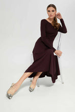 Load image into Gallery viewer, فستان للنساء باللون البني بسحاب من الخلف