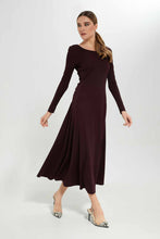 Load image into Gallery viewer, فستان للنساء باللون البني بسحاب من الخلف