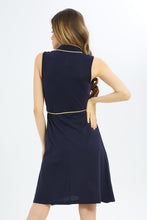 Load image into Gallery viewer, فستان بياقة باللون الكحلي للنساء