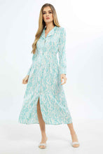 Load image into Gallery viewer, فستان نعناعي بطبعة وخصر مطاطي للنساء