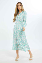 Load image into Gallery viewer, فستان نعناعي بطبعة وخصر مطاطي للنساء