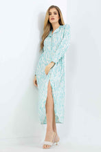 Load image into Gallery viewer, فستان نعناعي بطبعة وخصر مطاطي للنساء