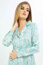 Load image into Gallery viewer, فستان نعناعي بطبعة وخصر مطاطي للنساء