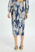 Load image into Gallery viewer, تنورة باللون الكحلي بتفاصيل جانبية للنساء