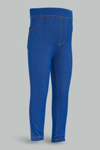 Load image into Gallery viewer, جيجنج منسوج سادة باللون الكحلي للفتيات الرضعات