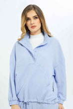 Load image into Gallery viewer, بلوزة مجعدة باللون الأزرق للنساء