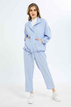 Load image into Gallery viewer, بنطلون مجعد باللون الأزرق للنساء