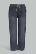 Load image into Gallery viewer, جوغر جينز باللون الرمادي الداكن للأولاد الصغار