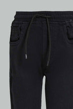 Load image into Gallery viewer, بنطلون جينز أسود بخصر مطاطي للأولاد الصغار