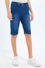 Load image into Gallery viewer, شورت أزرق بخصر مطاطي للأولاد الكبار