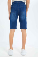 Load image into Gallery viewer, شورت أزرق بخصر مطاطي للأولاد الكبار