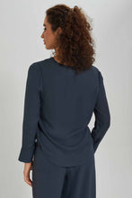 Load image into Gallery viewer, بلوزة رقبة V باللون الأزرق للنساء