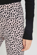 Load image into Gallery viewer, ليغينغ مطبوع باللون الأسود والوردي للبنات الكبار