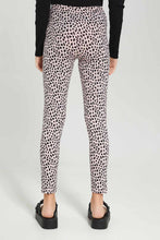 Load image into Gallery viewer, ليغينغ مطبوع باللون الأسود والوردي للبنات الكبار