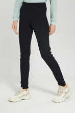 Load image into Gallery viewer, ليغينغ سادة باللون الأسود للبنات الكبار