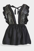 Load image into Gallery viewer, طقم فستان بيبي دول دانتيل باللون الأسود للنساء (قطعتين)