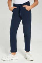 Load image into Gallery viewer, بنطلون رياضي بخصر مطاطي باللون الكحلي للأولاد الصغار