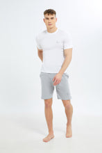 Load image into Gallery viewer, طقم بيجامة باللون الأبيض والرمادي للرجال (قطعتين)