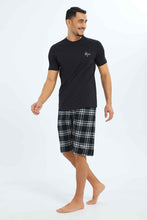 Load image into Gallery viewer, طقم بيجامة كاروهات باللون الأسود للرجال (قطعتين)