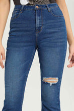 Load image into Gallery viewer, بنطلون جينز باللون الكحلي للنساء