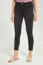 Load image into Gallery viewer, بنطلون جينز باللون الرمادي للنساء