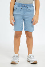 Load image into Gallery viewer, شورت سهل الأرتداء باللون الأزرق للأورد الصغار