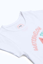 Load image into Gallery viewer, تيشيترت بطبعة بطيخ باللون الأبيض للبنات الرضع