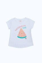 Load image into Gallery viewer, تيشيترت بطبعة بطيخ باللون الأبيض للبنات الرضع