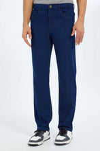 Load image into Gallery viewer, بنطلون جينز رجالي بقصة مستقيمة 5 جيوب كحلي