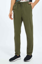 Load image into Gallery viewer, بنطلون بخصر مطاطي باللون الزيتي للرجال