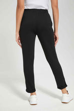 Load image into Gallery viewer, بنطلون بقصة مستقيمة باللون الأسود للنساء