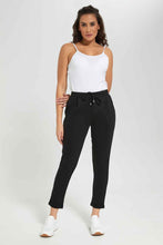 Load image into Gallery viewer, بنطلون بقصة مستقيمة باللون الأسود للنساء