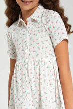 Load image into Gallery viewer, فستان مطبوع باللون الأبيض للبنات الصغار