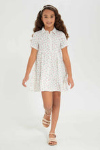 Load image into Gallery viewer, فستان مطبوع باللون الأبيض للبنات الصغار