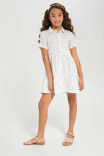 Load image into Gallery viewer, فستان مطبوع باللون الأبيض للبنات الصغار