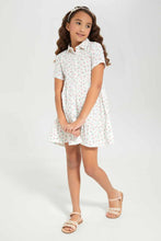 Load image into Gallery viewer, فستان مطبوع باللون الأبيض للبنات الصغار
