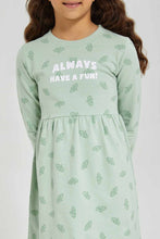 Load image into Gallery viewer, فستان مطبوع باللون النعناعي للبنات الصغار