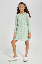 Load image into Gallery viewer, فستان مطبوع باللون النعناعي للبنات الصغار