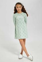 Load image into Gallery viewer, فستان مطبوع باللون النعناعي للبنات الصغار
