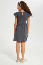 Load image into Gallery viewer, فستان بناتي بطبعة باريس فحم