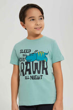 Load image into Gallery viewer, تيشيرت باللون الأزرق مطبوع للأولاد الصغار