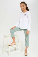 Load image into Gallery viewer, بنطلون بحزام باللون النعناعي للبنات الصغار