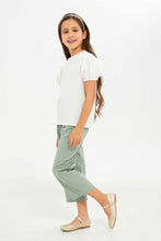 Load image into Gallery viewer, بنطلون واسع باللون الأخضر للبنات الصغار