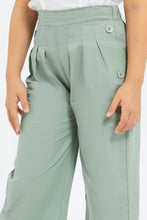 Load image into Gallery viewer, بنطلون واسع مزين باللون النعناعي للبنات الصغار