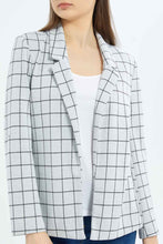 Load image into Gallery viewer, جاكيت رسمي كاروهات باللون الأبيض للنساء