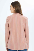 Load image into Gallery viewer, جاكيت رسمي مخطط باللون الوردي للنساء